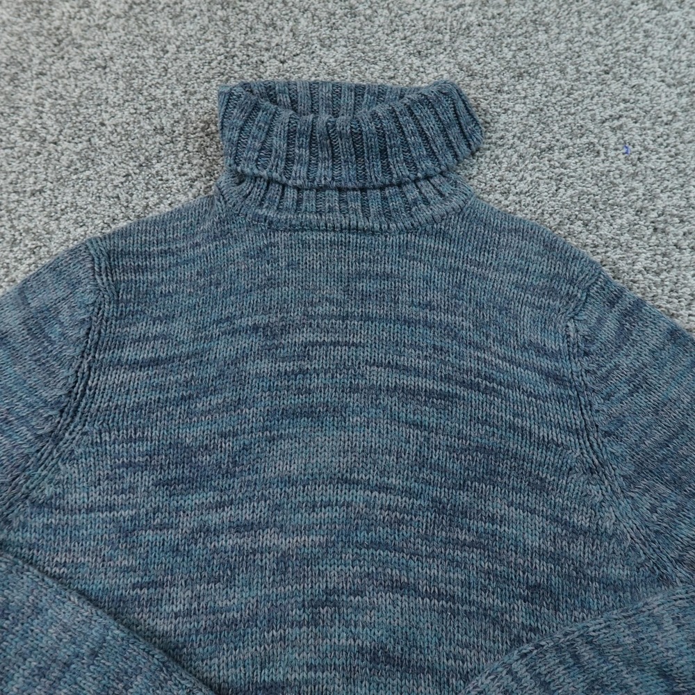 Banana Republic Sweater Womens S Blue Heather Turtleneck Heavy Knit Pullover Top